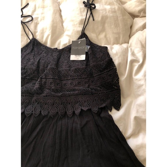 Topshop Lace Detailed Black Romper Size Small - Picture 3 of 4